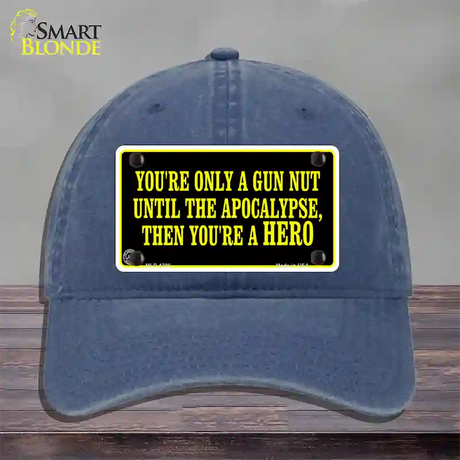 Gun Nut Novelty License Plate Hat Unconstructed Cotton / Navy