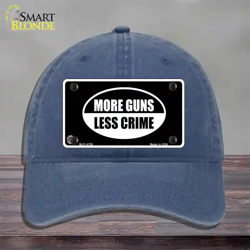 More Guns Less Crime Novelty License Plate Hat Unconstructed Cotton / Navy