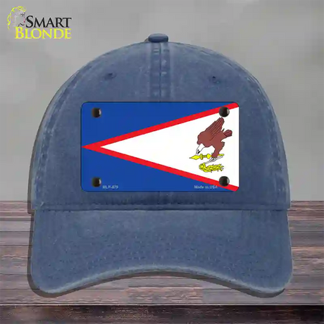 American Samoa Flag Novelty License Plate Hat Unconstructed Cotton / Navy