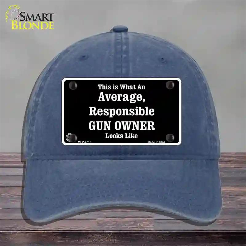 Average Gun Owner Novelty License Plate Hat Unconstructed Cotton / Navy