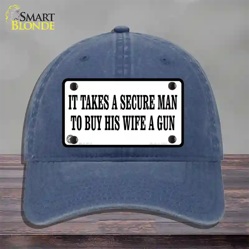 It Takes A Secure Man Novelty License Plate Hat Unconstructed Cotton / Navy