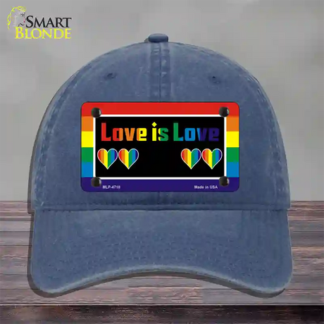 Love Is Love Novelty License Plate Hat Unconstructed Cotton / Navy