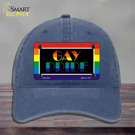 Gay Pride Novelty License Plate Hat Unconstructed Cotton / Navy