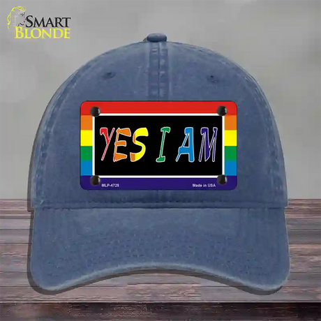 Yes I Am Novelty License Plate Hat Unconstructed Cotton / Navy