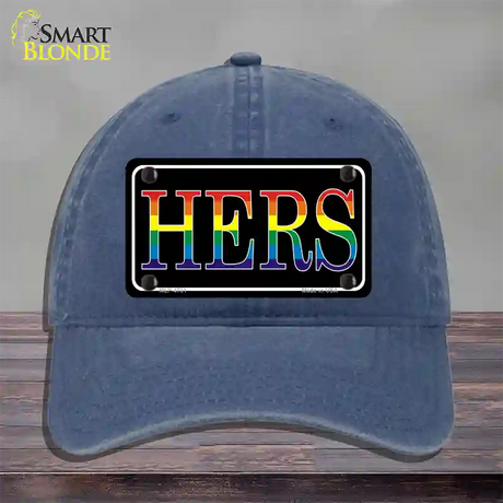 Hers Rainbow Novelty License Plate Hat Unconstructed Cotton / Navy