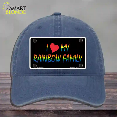 I Love My Rainbow Family Novelty License Plate Hat Unconstructed Cotton / Navy