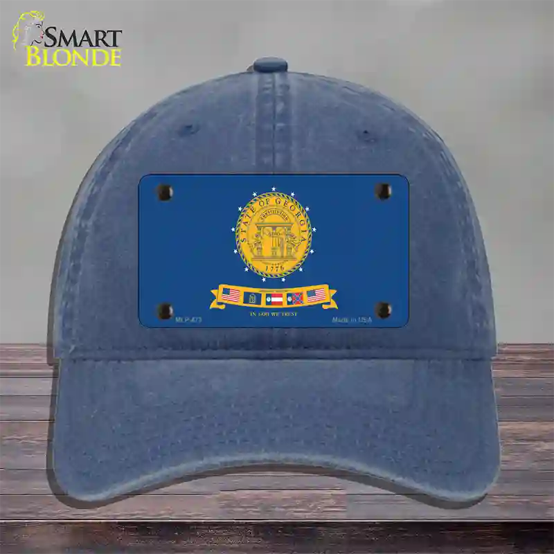 Georgia State Seal Novelty License Plate Hat Unconstructed Cotton / Navy