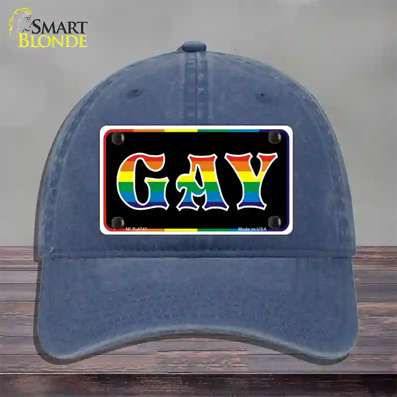 Gay Novelty License Plate Hat Unconstructed Cotton / Navy