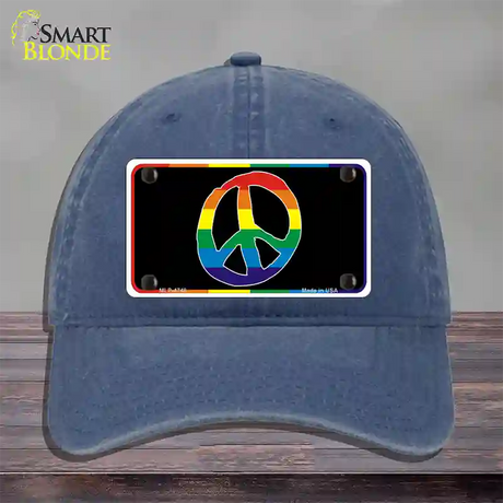 Peace Sign Novelty License Plate Hat Unconstructed Cotton / Navy