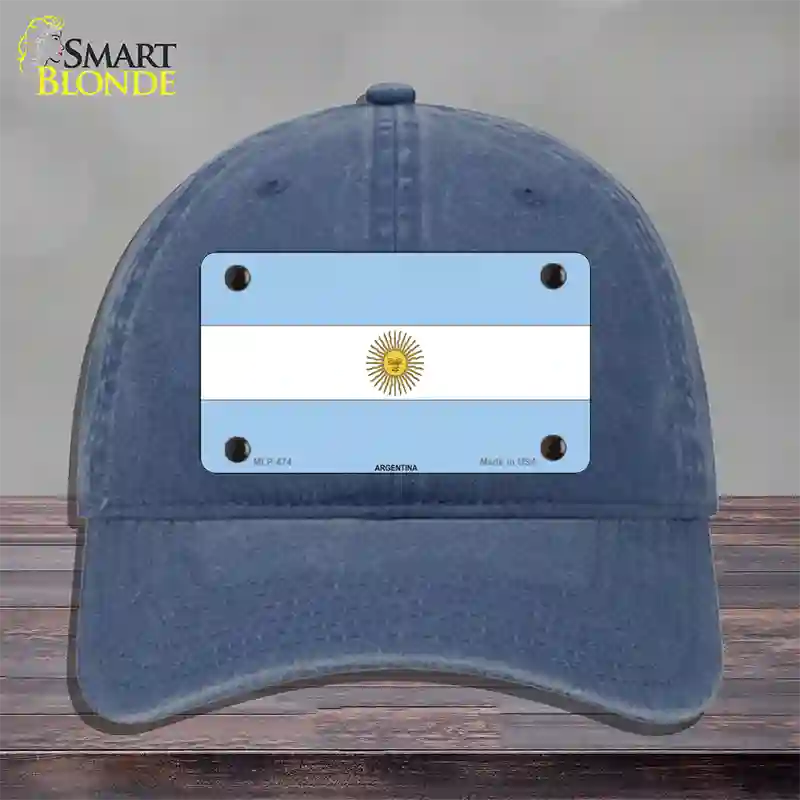 Argentina Flag Novelty License Plate Hat Unconstructed Cotton / Navy