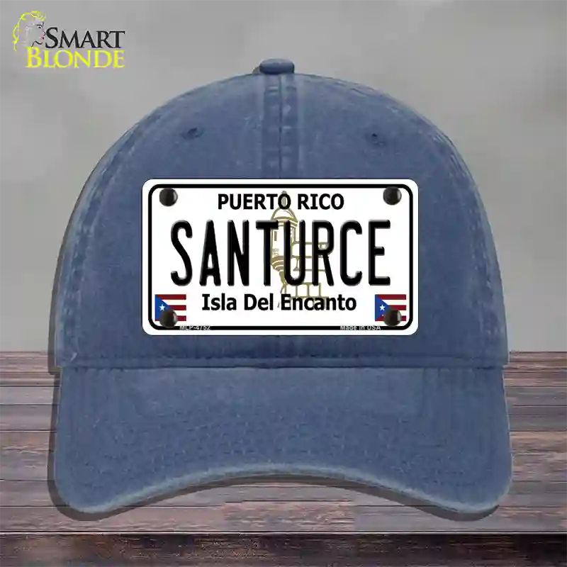 Santurce Puerto Rico Novelty License Plate Hat Unconstructed Cotton / Navy