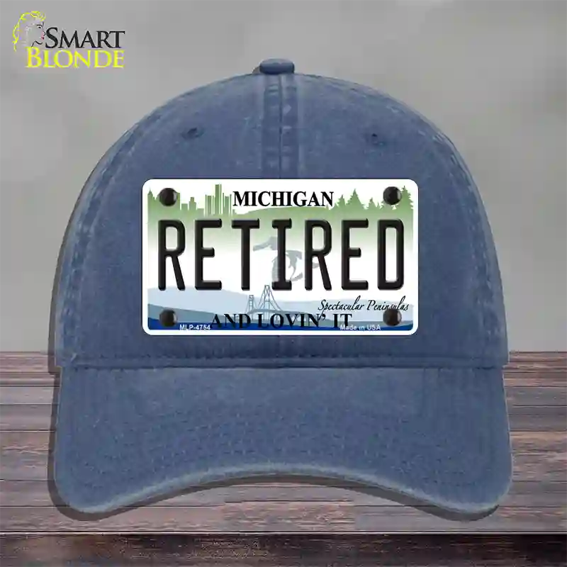 Retired Michigan State Novelty License Plate Hat Unconstructed Cotton / Navy