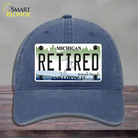 Retired Michigan State Novelty License Plate Hat Unconstructed Cotton / Navy