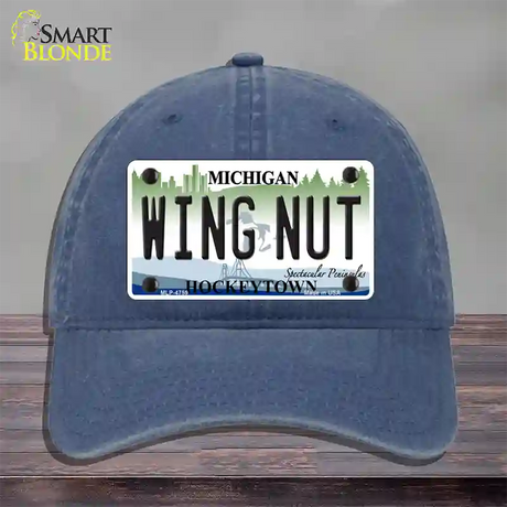 Wing Nut Michigan State Novelty License Plate Hat Unconstructed Cotton / Navy