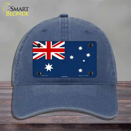 Australia Flag Novelty License Plate Hat Unconstructed Cotton / Navy