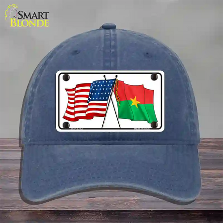 United States Burkina Faso Crossed Flags Novelty License Plate Hat Sign Unconstructed Cotton / Navy