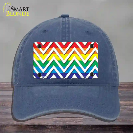 Rainbow White Chevron Novelty License Plate Hat Unconstructed Cotton / Navy