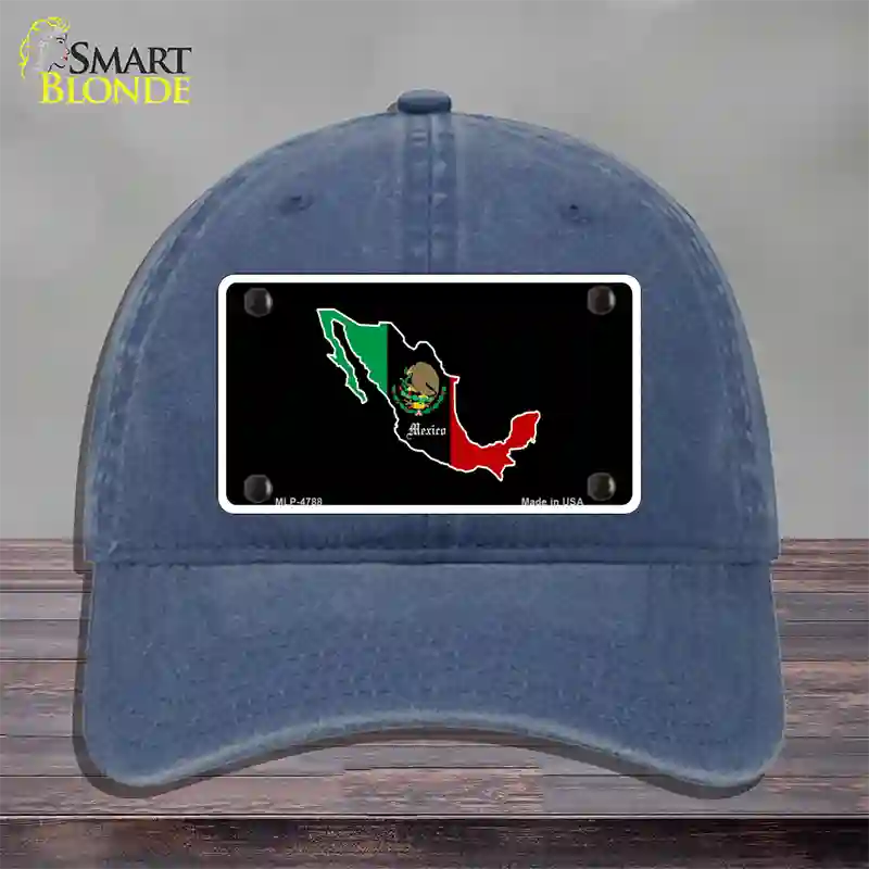 Mexico Outline Novelty License Plate Hat Unconstructed Cotton / Navy