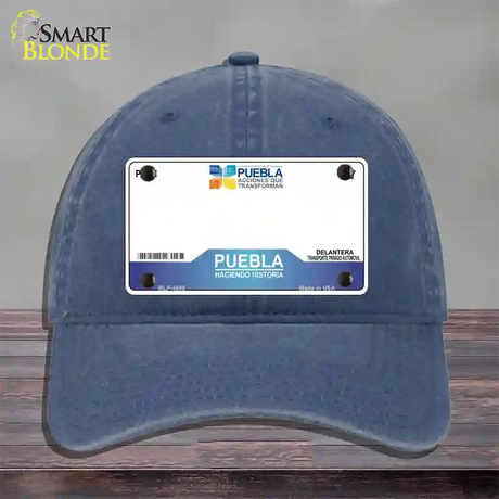 Puebla Mexico Novelty License Plate Hat Unconstructed Cotton / Navy