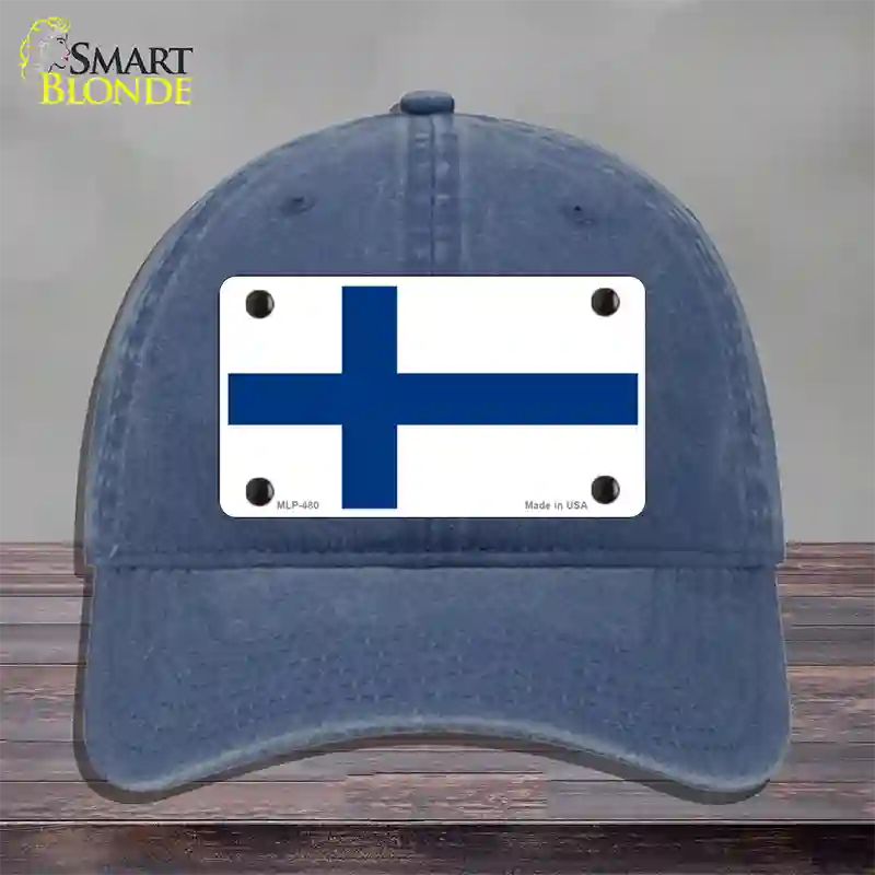 Finland Flag Novelty License Plate Hat Unconstructed Cotton / Navy