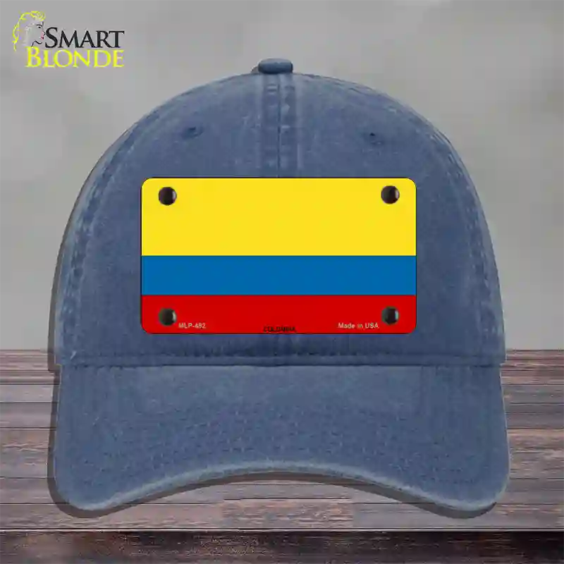 Colombia Flag Novelty License Plate Hat Unconstructed Cotton / Navy