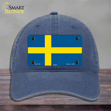 Sweden Flag Novelty License Plate Hat Unconstructed Cotton / Navy