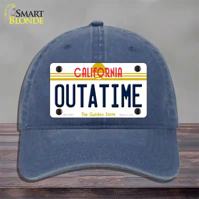 California Outtatime Novelty License Plate Hat Unconstructed Cotton / Navy