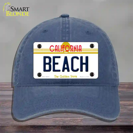 Beach California Novelty License Plate Hat Unconstructed Cotton / Navy