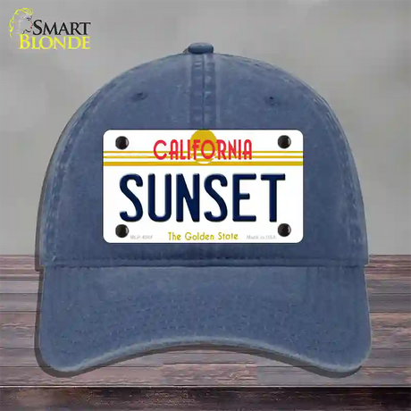 Sunset California Novelty License Plate Hat Unconstructed Cotton / Navy