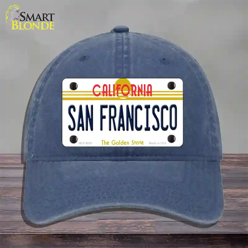 San Francisco California Novelty License Plate Hat Unconstructed Cotton / Navy