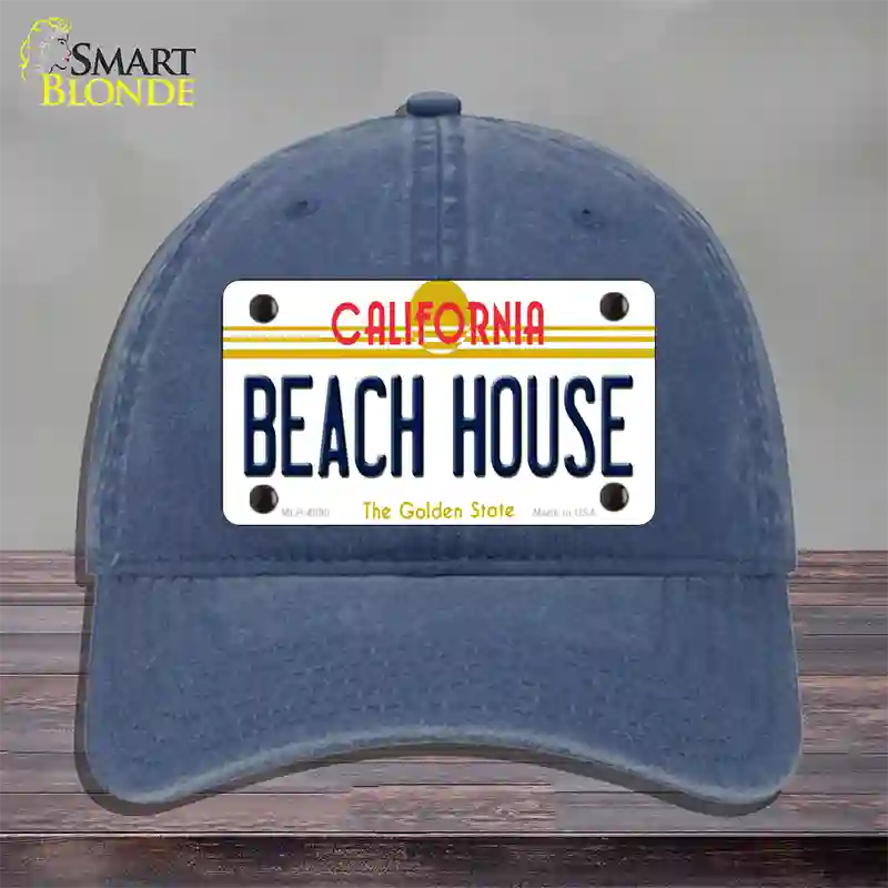 Beach House California Novelty License Plate Hat Unconstructed Cotton / Navy