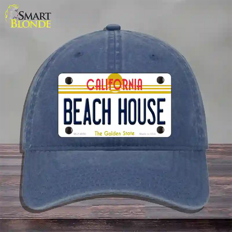 Beach House California Novelty License Plate Hat Unconstructed Cotton / Navy