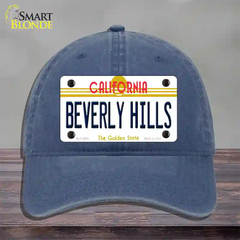 Beverly Hills California Novelty License Plate Hat Unconstructed Cotton / Navy