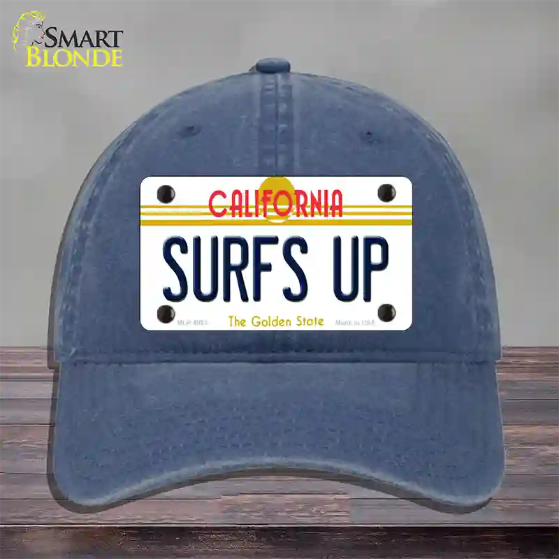 Surfs Up California Novelty License Plate Hat Unconstructed Cotton / Navy