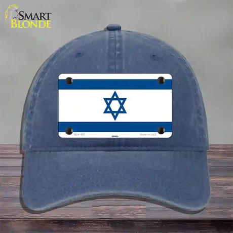 Israel Flag Novelty License Plate Hat Unconstructed Cotton / Navy