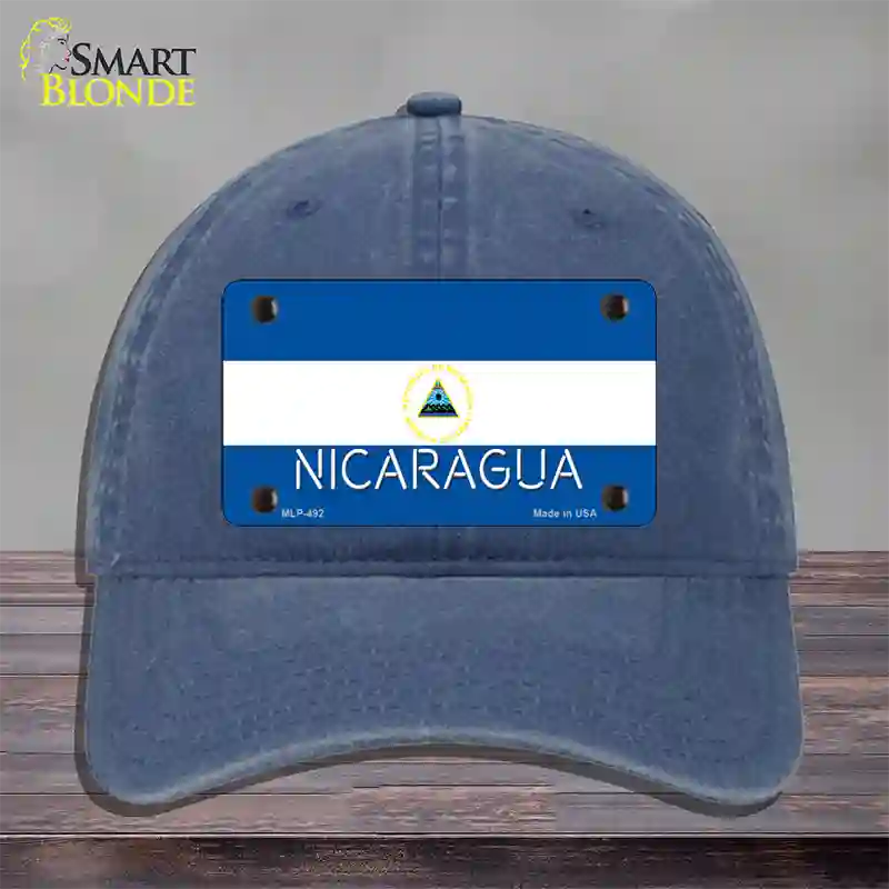 Nicaragua Flag Novelty License Plate Hat Unconstructed Cotton / Navy