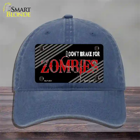 Dont Brake For Zombies Novelty License Plate Hat Unconstructed Cotton / Navy