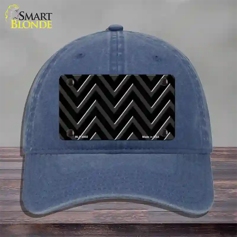 Black Light Black Large Chevron Novelty License Plate Hat Unconstructed Cotton / Navy