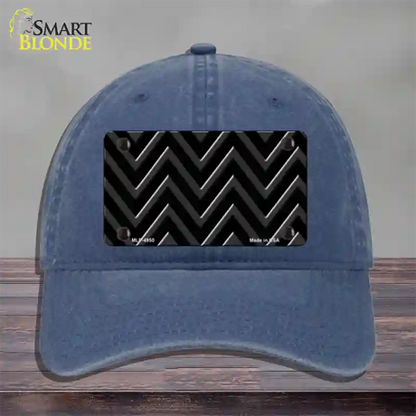 Black Light Black Large Chevron Novelty License Plate Hat Unconstructed Cotton / Navy