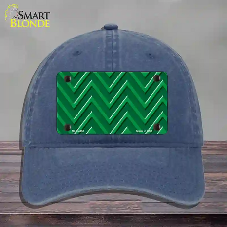 Green Light Green Large Chevron Novelty License Plate Hat Unconstructed Cotton / Navy