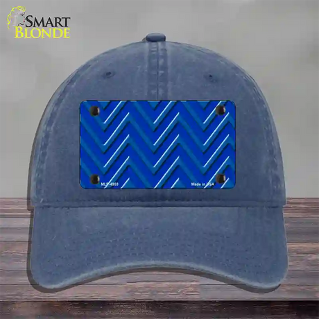 Blue Light Blue Large Chevron Novelty License Plate Hat Unconstructed Cotton / Navy