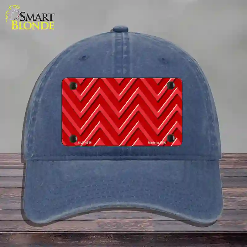 Red Light Red Large Chevron Novelty License Plate Hat Unconstructed Cotton / Navy