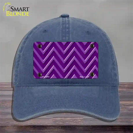 Purple Light Purple Large Chevron Novelty License Plate Hat Unconstructed Cotton / Navy