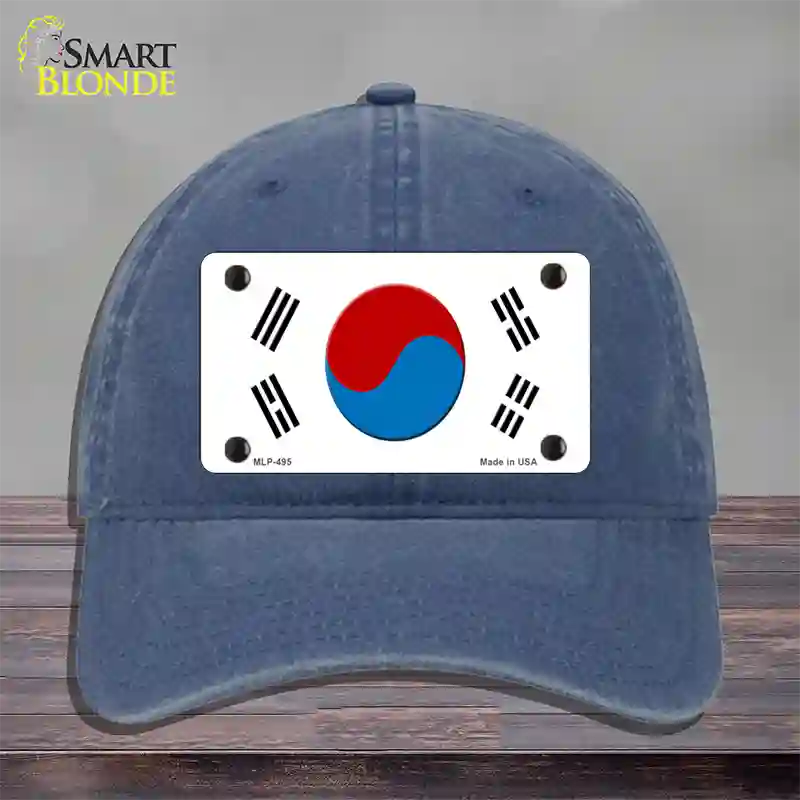 South Korea Flag Novelty License Plate Hat Unconstructed Cotton / Navy