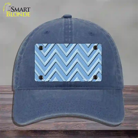 Light Blue Lighter Blue Large Chevron Novelty License Plate Hat Unconstructed Cotton / Navy