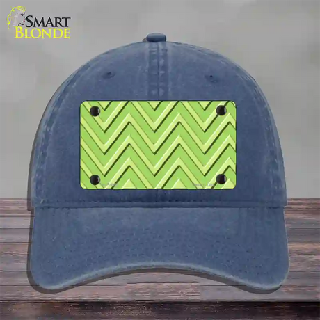 Lime Green Lighter Lime Green Large Chevron Novelty License Plate Hat Unconstructed Cotton / Navy