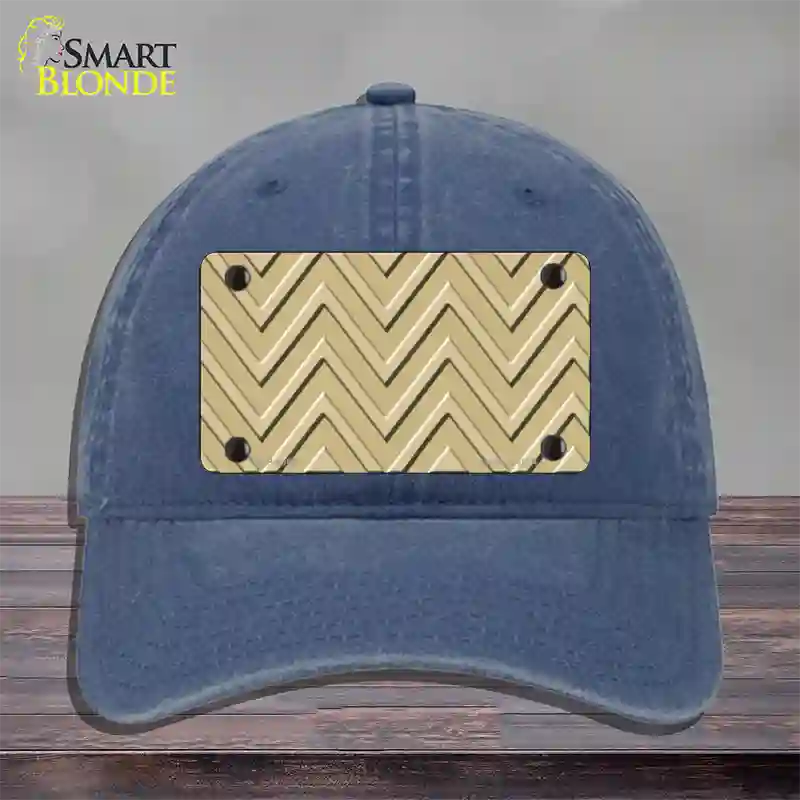 Gold Light Gold Large Chevron Novelty License Plate Hat Unconstructed Cotton / Navy