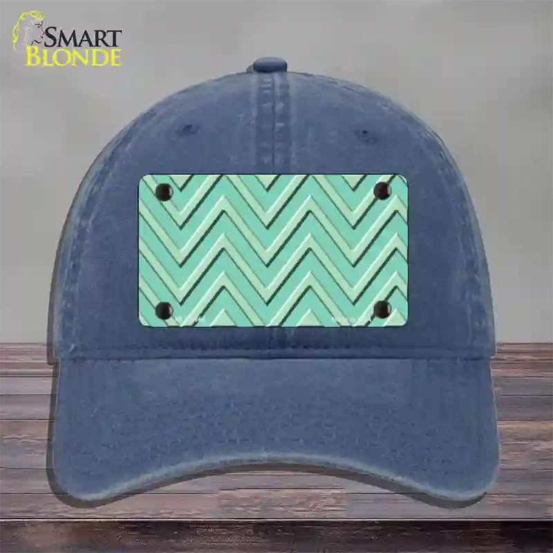 Mint Light Mint Large Chevron Novelty License Plate Hat Unconstructed Cotton / Navy