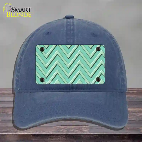 Mint Light Mint Large Chevron Novelty License Plate Hat Unconstructed Cotton / Navy