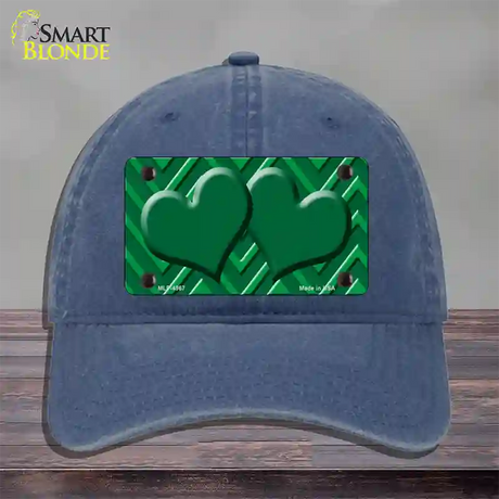 Green Light Green Heart Large Chevron Novelty License Plate Hat Unconstructed Cotton / Navy